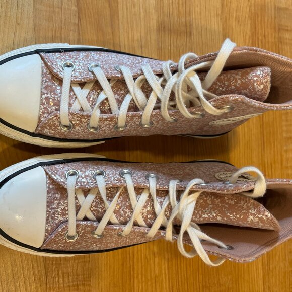 Pink sparkle Converse All-Stars high tops, like new - Picture 8 of 9